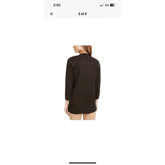 Anne Klein Black Cardigan with White Dots - Picture 9 of 9